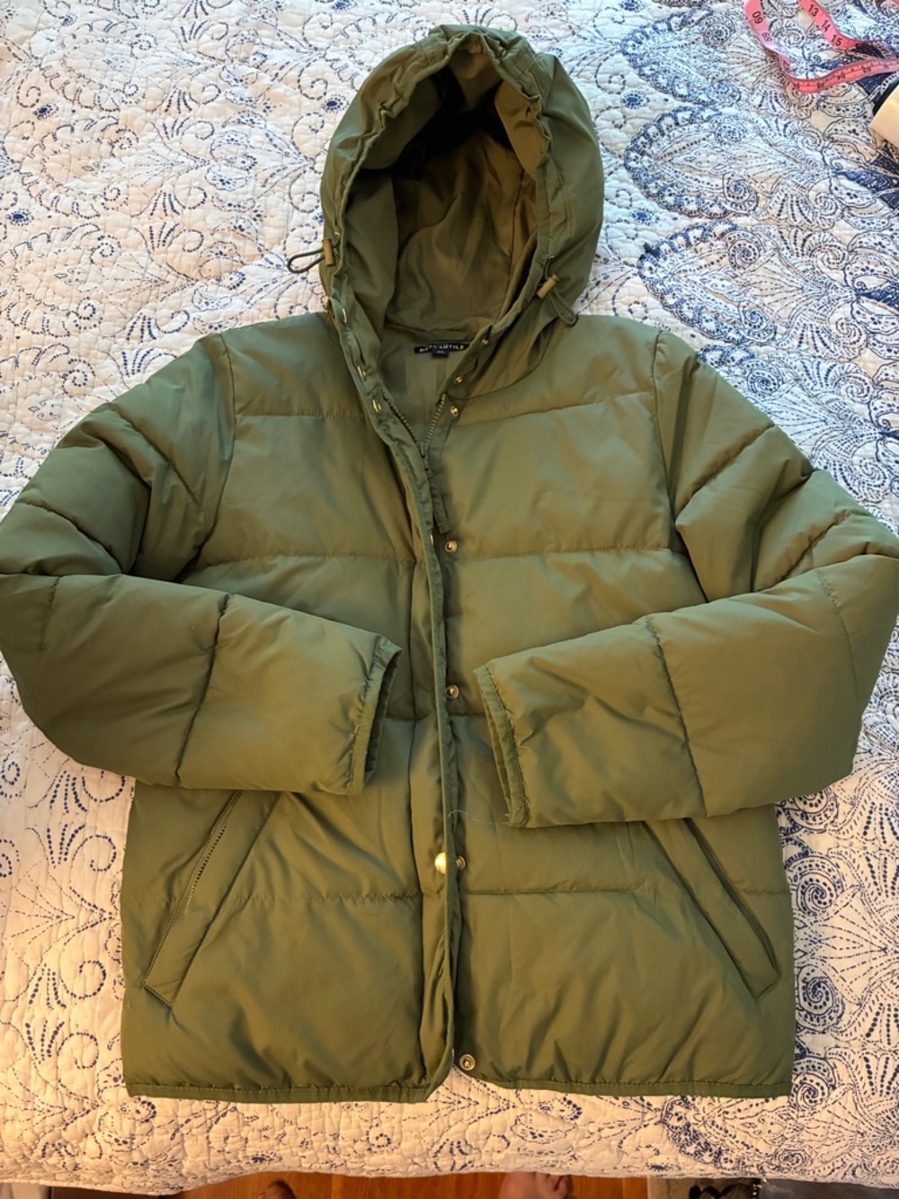 J Crew Mercantile Olive Green Hooded Puffer Jacket - XS